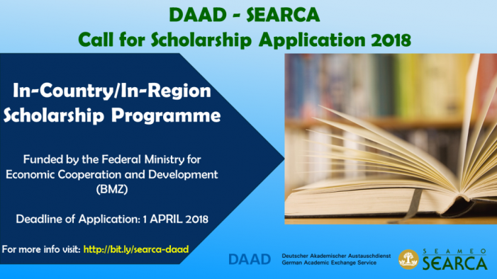 DAAD-SEARCA In-Country/In-Region PhD and Master Scholarship for SEAMEO Member Countries, 2018