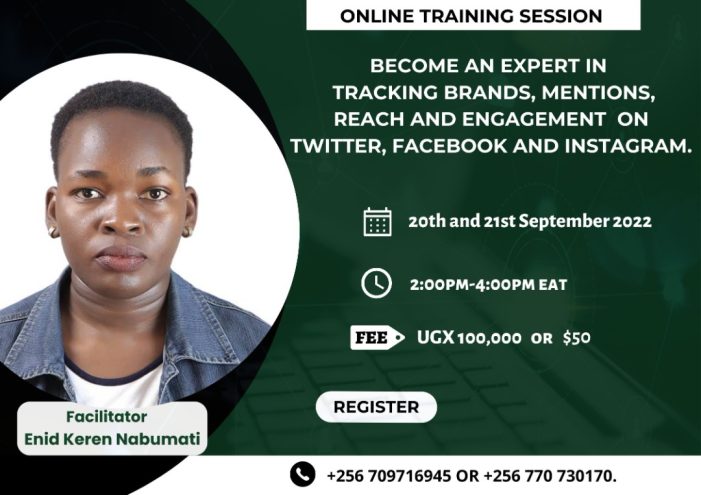 Register for Two days Skills Training on Tracking Brand Mentions, Hashtags, Reach and Engagement on Twitter, Facebook and Instagram.