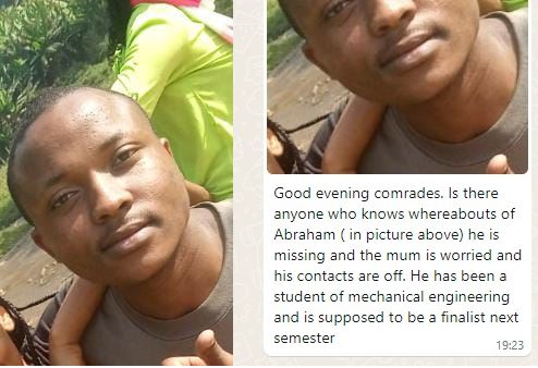 Makerere University Student Abraham Goes Missing