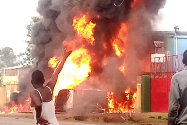 Fuel Tanker Bursts in Flames at Tororo, One Person Dead