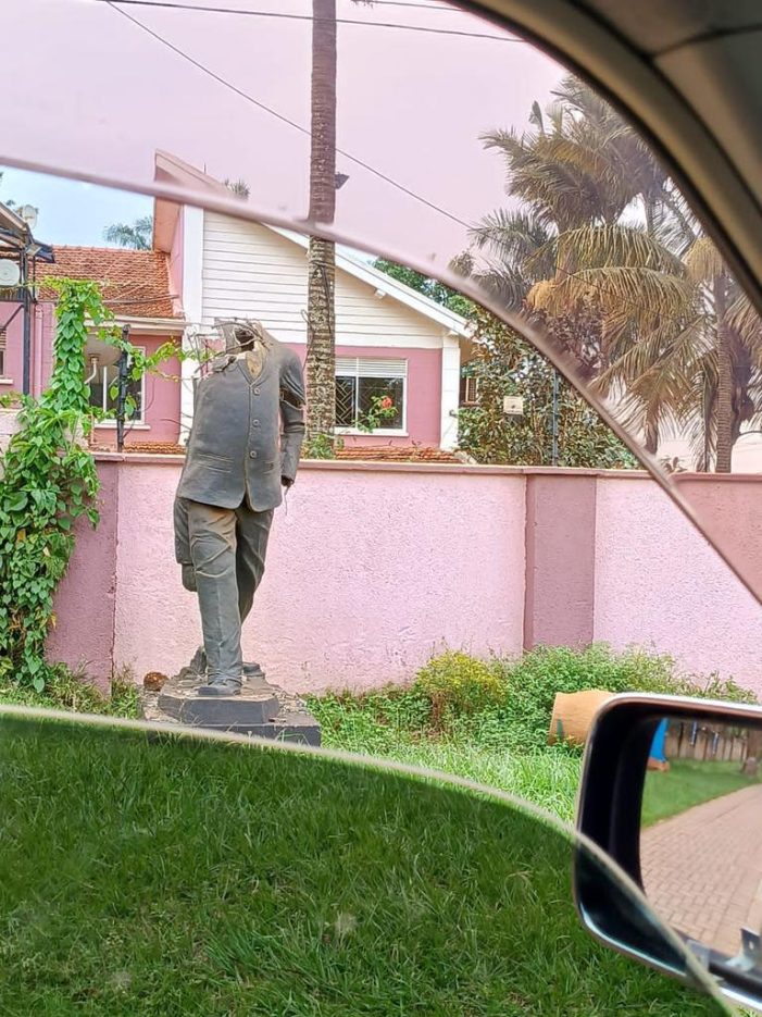 Museveni’s Statue along Kira Road –“Beheaded”