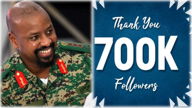 Gen Muhoozi Hits 700k Followers on Twitter