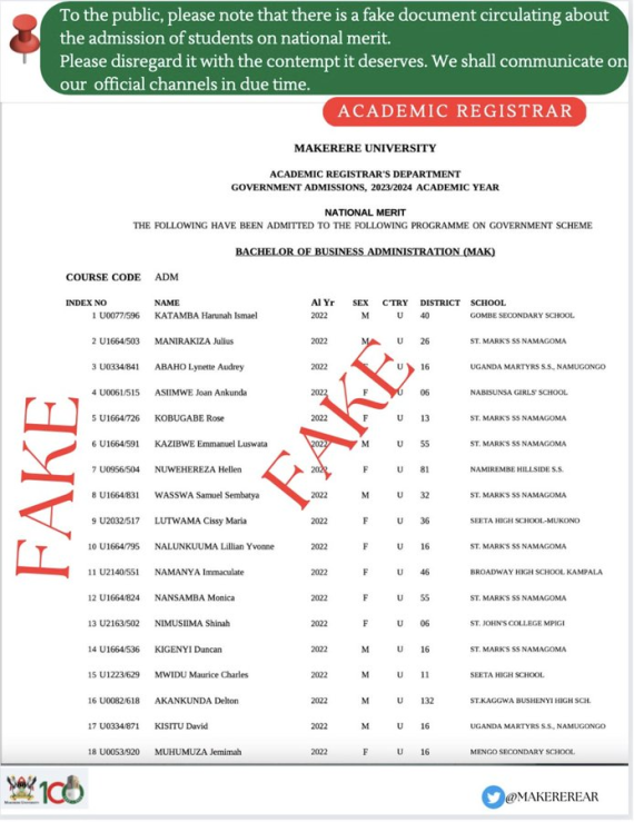 Makerere University to Release Official Admission List After Trashing