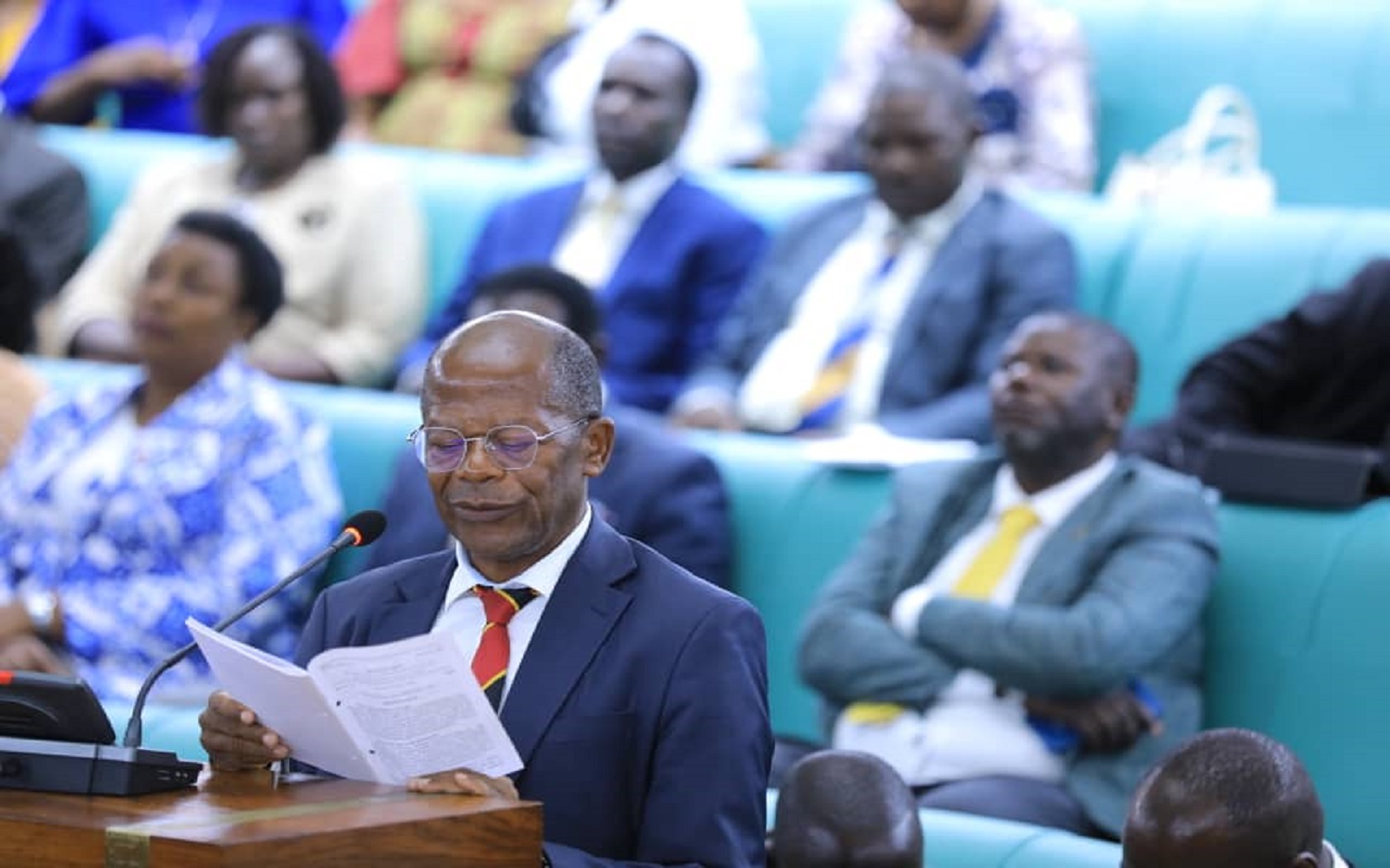 The Minister of State for Education and Sports for Higher Education, Hon. Chrysostom Muyingo