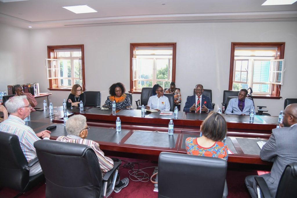 Prof. Barnabas Nawangwe, Prof. Buyinza Mukadasi and Prof. Justine Namaalwa, interacting with Members of the Board.