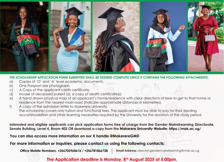Apply for Makerere University Fees Waiver for 40 First Year Female Students 2025/2026