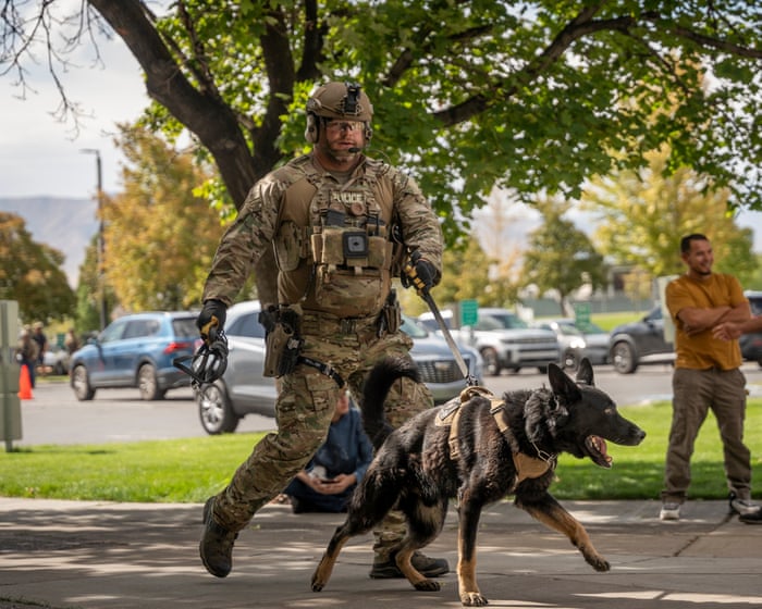 Charlie Kirk shooting latest: search for killer under way as Trump vows crackdown on ‘political violence’